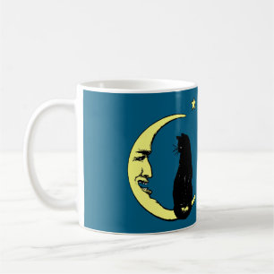 Vintage French Man in the Moon and Cat Coffee Mug