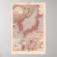 Vintage French map, 1920, Japan