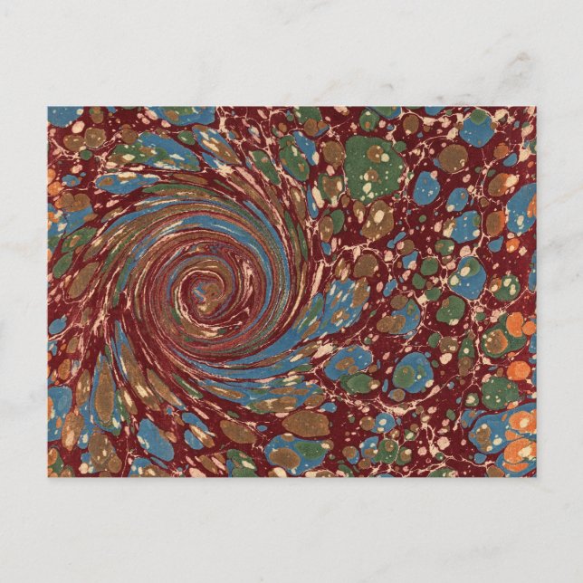 Vintage French Marbled Paper Postcard (Front)