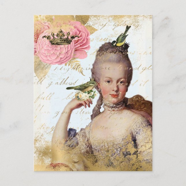 Vintage French Marie Antoinette shabby  Postcard (Front)