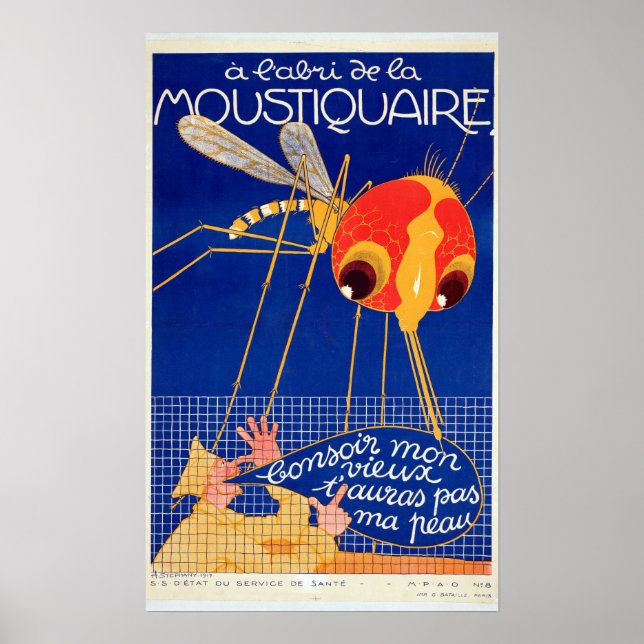 Vintage French Mosquito Pest Control Advertisement Poster (Front)