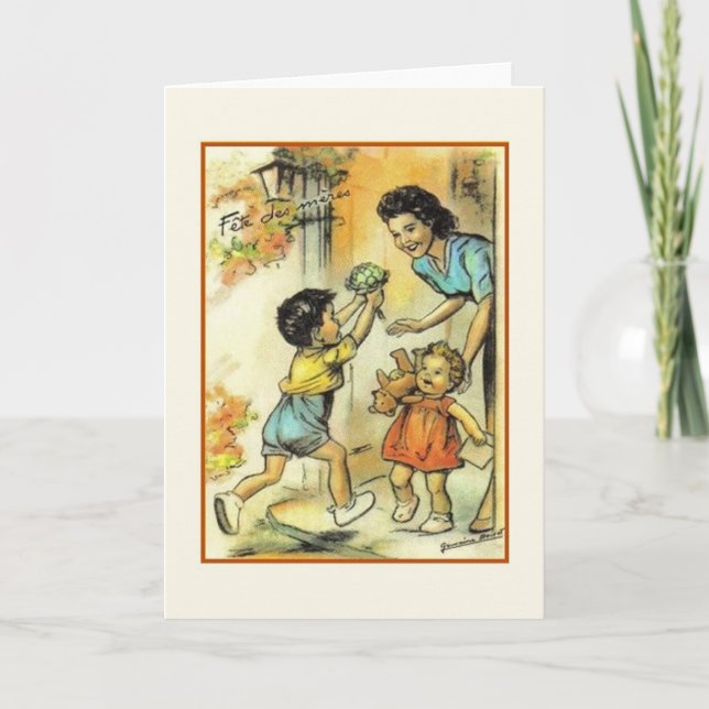 Vintage French Mother's Day Greeting Card (Front)