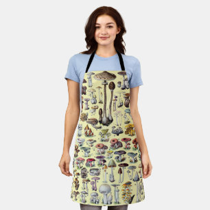 Vintage French Mushroom Cottagecore Botanical Art Apron