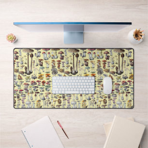Vintage French Mushroom Cottagecore Botanical Art Desk Mat