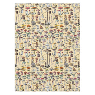 Vintage French Mushroom Cottagecore Botanical Art Tablecloth
