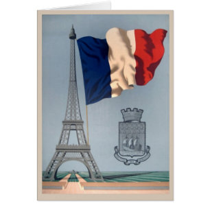 Vintage French National Flag & Eiffel Tower
