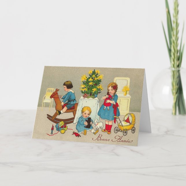 Vintage French New Year Greeting Card (Front)