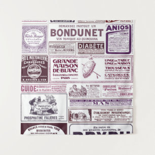 Vintage French Newspaper Ads 1910 Tapestry