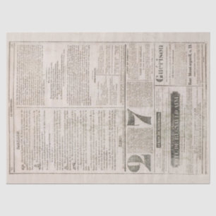 Vintage French Newspaper Aged Decoupage Tissue Paper
