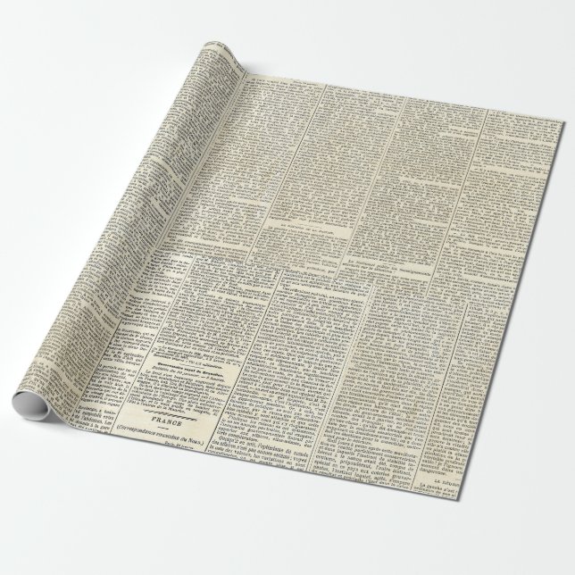Vintage French Newspaper Wrapping Paper (Unrolled)