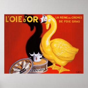 Vintage French Pate Food Art Poster Golden Goose