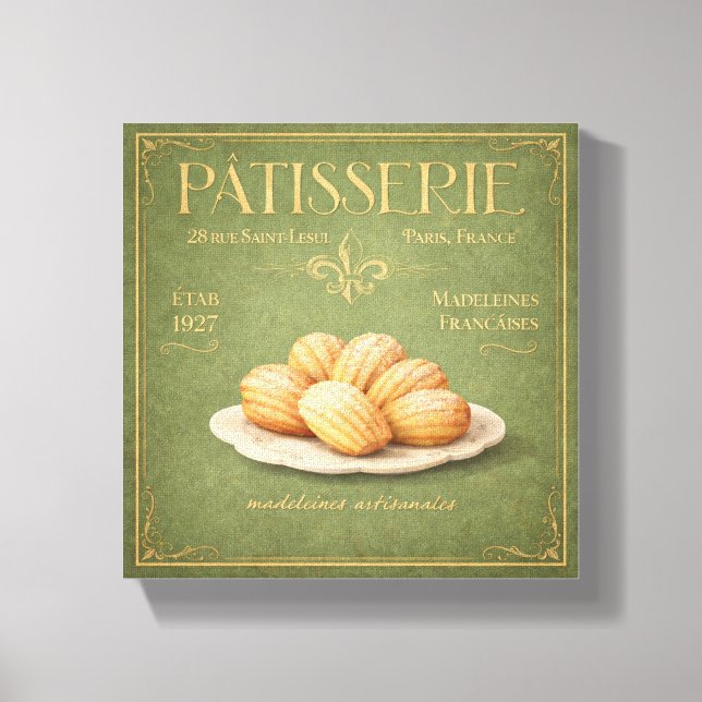 Vintage French Patisserie Madeleines Canvas Art (Front)