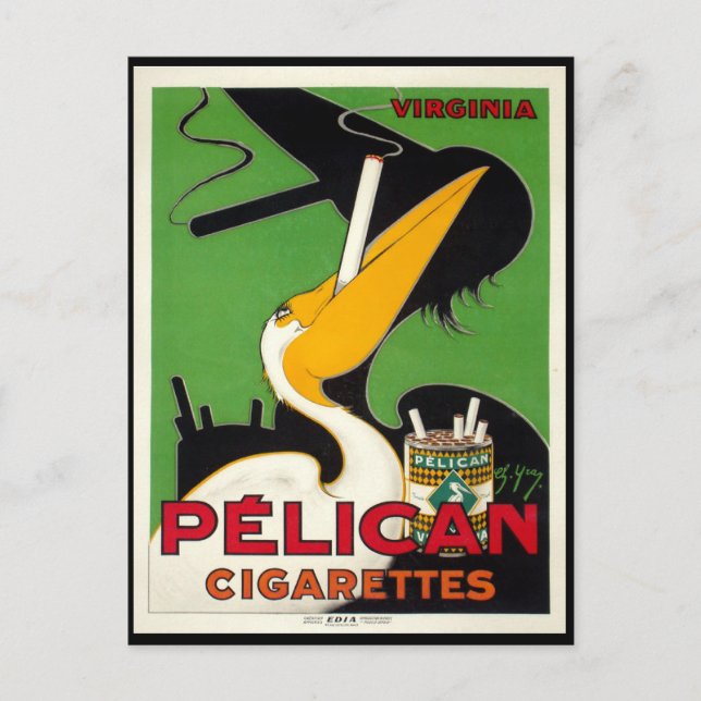 Vintage French Pelican Cigarettes Postcard (Front)