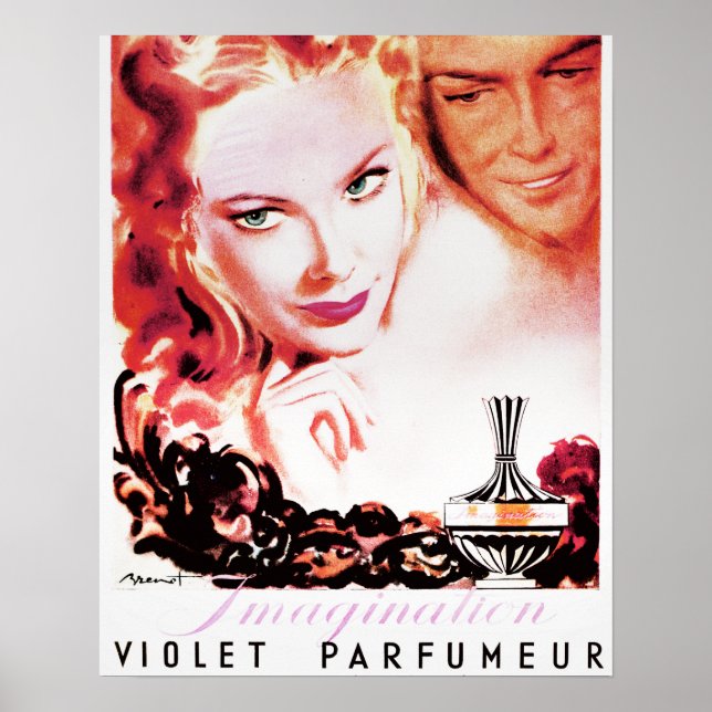 Vintage French Perfume Advertising Print digital (Front)
