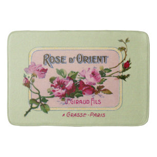 Vintage French Perfume Floral Ad Art Bath Mat