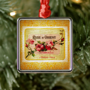 Vintage French Perfume Label Metal Tree Decoration