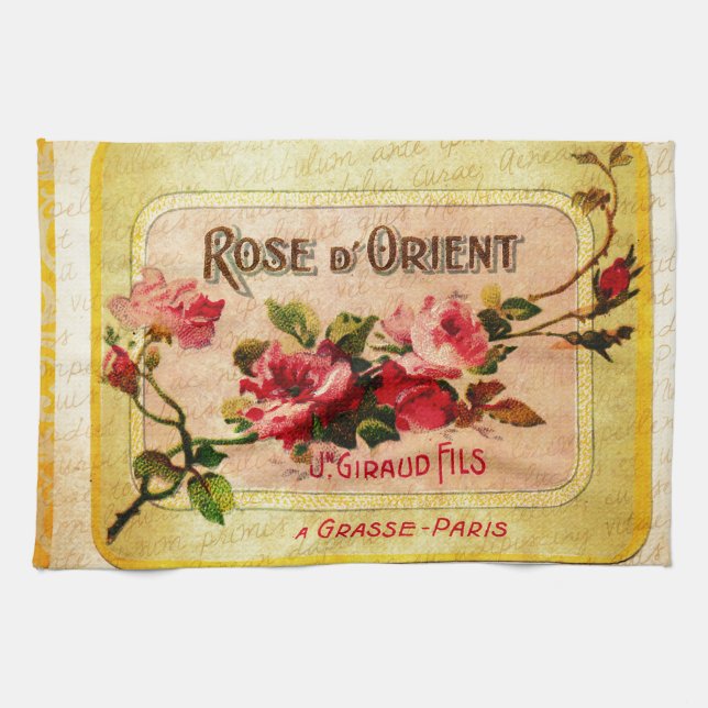 Vintage French Perfume Label Tea Towel (Horizontal)