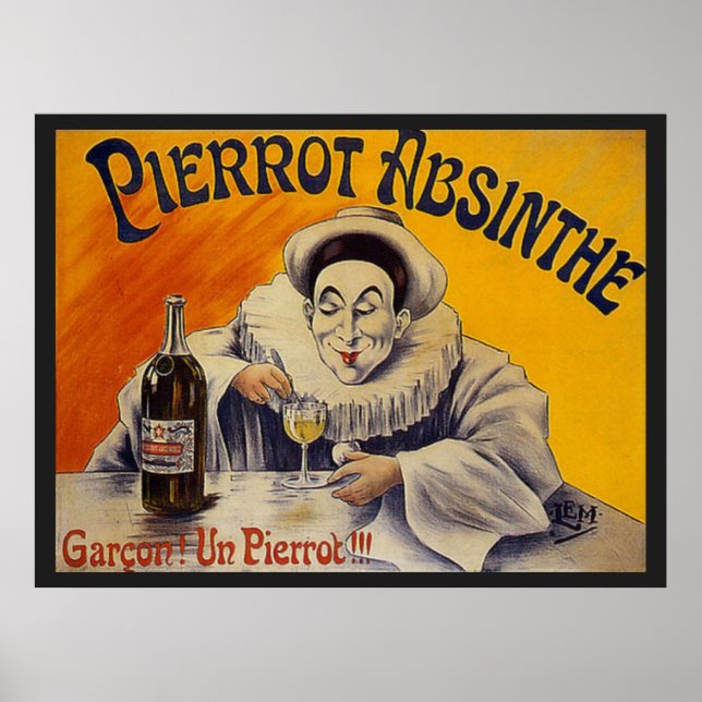 Vintage French Pierrot Absinthe Advertisement Poster (Front)