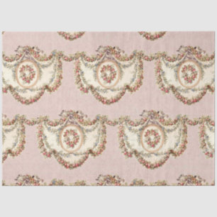Vintage French Pink Rose Floral Garland Decoupage Tissue Paper