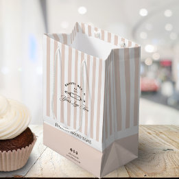 Vintage French Pink Stripes Bakery Logo Business  Medium Gift Bag