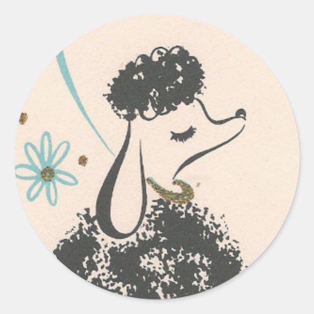 Vintage French Poodle Classic Round Sticker (Front)