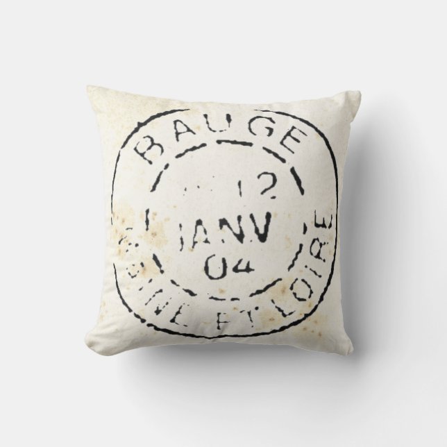 Vintage French Postcard Pillow (Old Postmark) (Front)