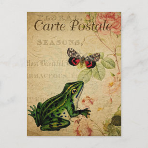 Vintage French Postcard, Retro Fog And Butterfly Postcard