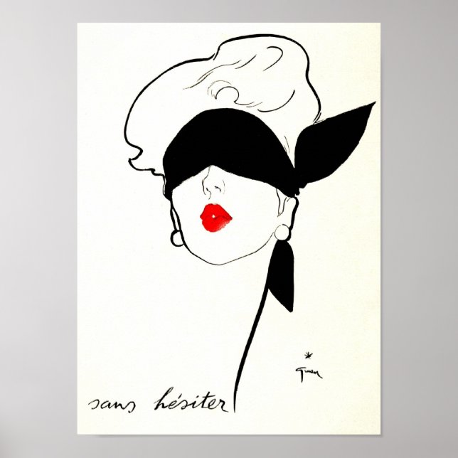 Vintage French Poster Blindfolded Woman (Front)