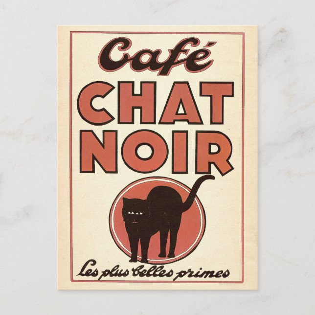 Vintage french poster "Café chat noir" Postcard (Front)