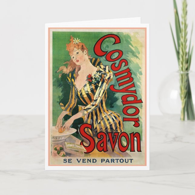 VINTAGE FRENCH POSTERART GREETING CARD (Front)