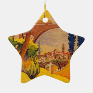 Vintage French Railroad Travel Ceramic Tree Decoration