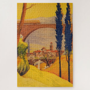 Vintage French Railroad Travel Illustration Art Jigsaw Puzzle