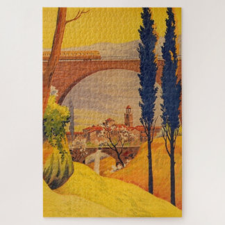Vintage French Railroad Travel Illustration Art Jigsaw Puzzle