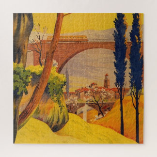 Vintage French Railroad Travel Illustration Art Jigsaw Puzzle