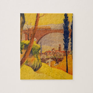 Vintage French Railroad Travel Illustration Art Jigsaw Puzzle