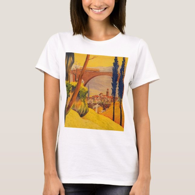 Vintage French Railroad Travel T-Shirt (Front)