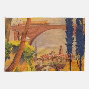 Vintage French Railroad Travel Tea Towel