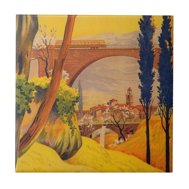 Vintage French Railroad Travel Tile (Front)