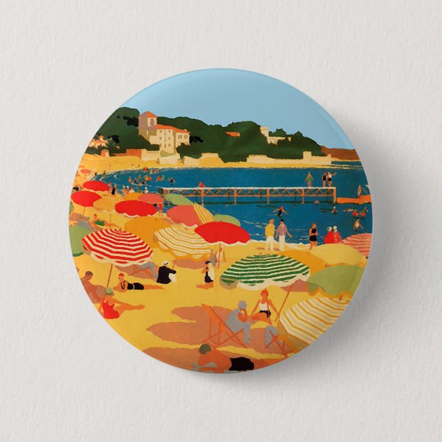 Vintage French Riviera Beach 6 Cm Round Badge (Front)
