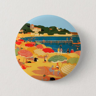 Vintage French Riviera Beach 6 Cm Round Badge
