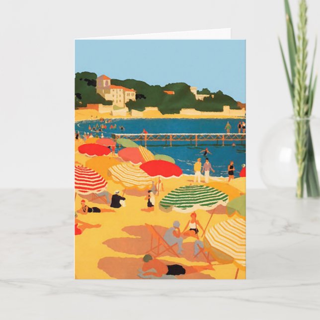 Vintage French Riviera Beach Card (Front)