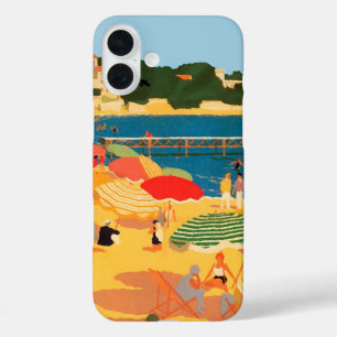Vintage French Riviera Beach iPhone 16 Plus Case