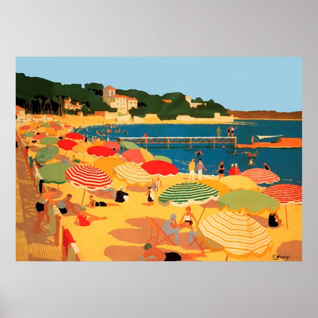 Vintage French Riviera Beach Poster (Front)