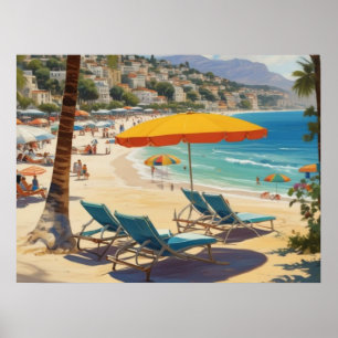Vintage French Riviera Beach Poster