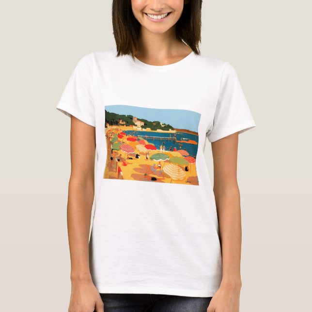 Vintage French Riviera Beach T-Shirt (Front)