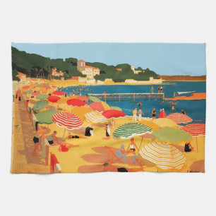 Vintage French Riviera Beach Tea Towel