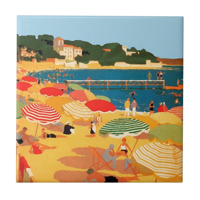 Vintage French Riviera Beach Tile (Front)
