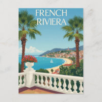 Vintage French Riviera Beach Travel Poster