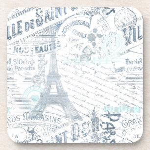 Vintage French Romance Collage Blue ID226 Coaster