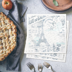 Vintage French Romance Collage Blue ID226 Napkin